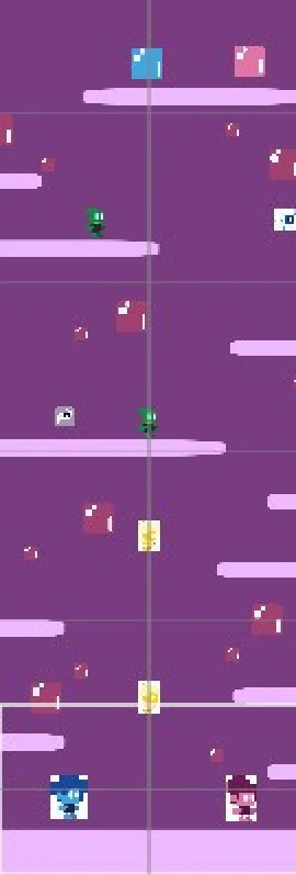 Fase 4: plataformas claras sobre fundo roxo.