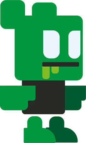 Inimigo verde em pixel art.
